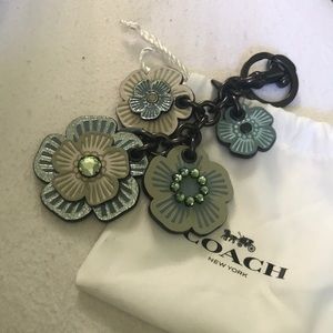 Authentic COACH Leather Flower Key Chain Bag Charm